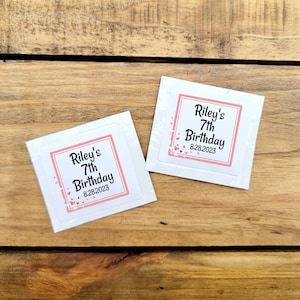 Kid Birthday Hand Wipe Favor - Custom Wet Wipes, Birthday Wipes, Moist Towelettes Wet Naps, Kid Favors Wipes, Wedding Favors, Lemon Wipes