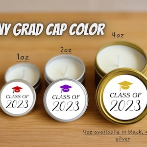 Class of 2024 Candle Favors - FULLY ASSEMBLED - Natural Soy - Graduation Candle Favors, Grad Party Ideas, Graduation Favor, 2024 Graduate