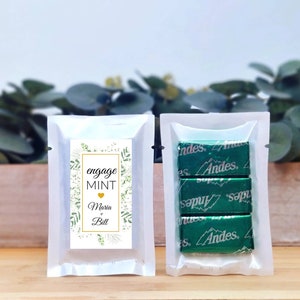 Engagement Andes Mint Chocolate Favors - EngageMINT Mints, Personalized Mints, Andes Mint Favors, Engagement Party Ideas, Edible Party Favor