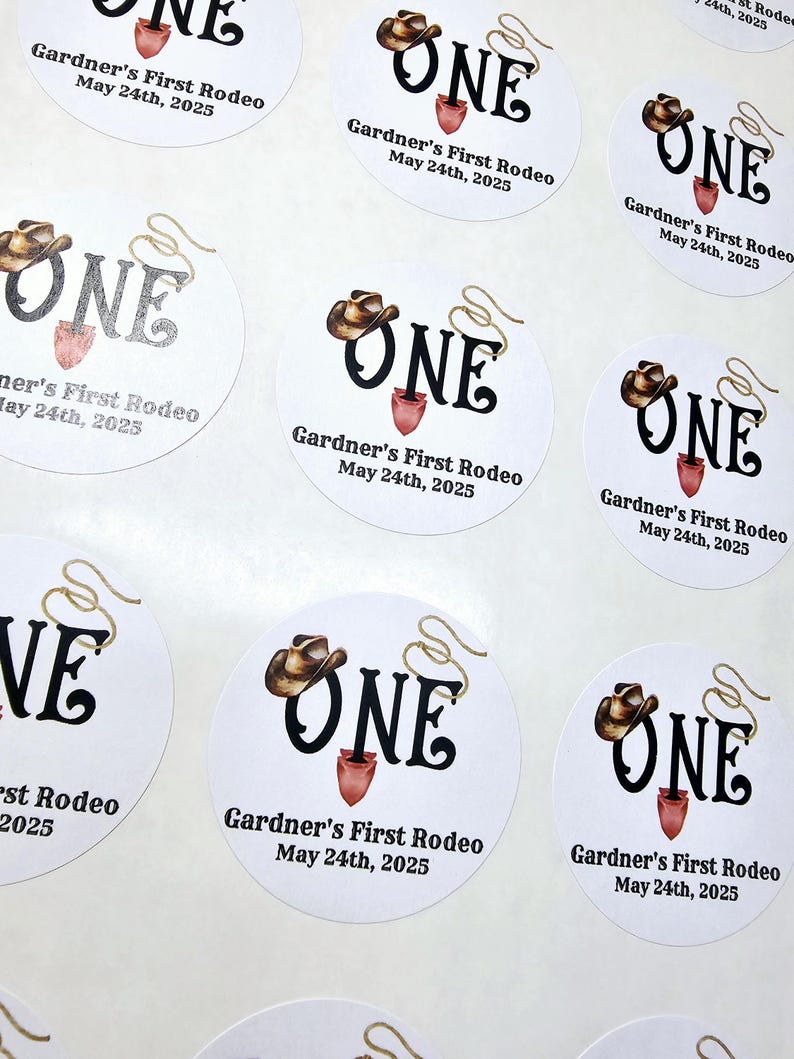 First Rodeo 1st Birthday Stickers - Custom Western Birthday Party ...