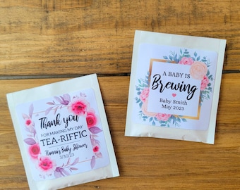 Personalized Tea Bag Favors w/ Custom Label - Girl Baby Shower Tea Favors, Girl Baby Shower Favors, A Baby Is Brewing, Girl Shower Favors