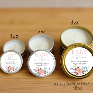 Baby in Bloom Candle Favors - FULLY ASSEMBLED - Custom Floral Shower Candles, Boho Baby in Bloom Baby Shower Favors, Garden Theme Candles
