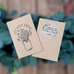 Let Love Grow - Custom Wedding Seed Favors - Personalized - SEALED - Wildflower SEEDS INCLUDED - Wedding Favors, Floral Wedding Favors