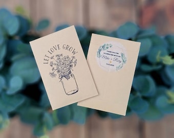 Let Love Grow - Custom Wedding Seed Favors - Personalized - SEALED - Wildflower SEEDS INCLUDED - Wedding Favors, Floral Wedding Favors