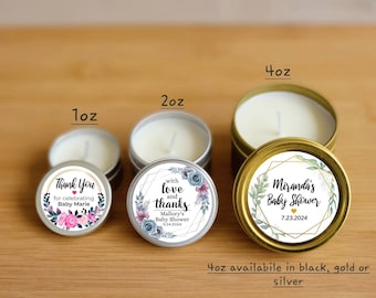 Baby Shower Candle Favors - FULLY ASSEMBLED - Natural Soy - Custom Candle Favors, Baby Shower Ideas, Custom Baby Shower Favor, Oh Baby Favor