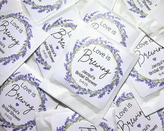 Personalized Tea Bag Favors w/ Custom Label - Bridal Shower Tea Favors, Bridal Shower Favors, Bridal Shower Party Favors, Love Is Brewing