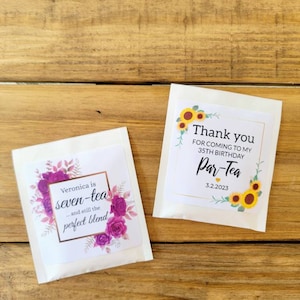 Personalized Tea Bag Favors w/ Custom Label - Birthday Tea Favors, Birthday Favors, Birthday Party Favors, Adult Birthday Favors, Par-Tea