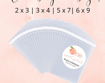 One Sweet Peach 1st Birthday Treat Bags - Bags & Labels - Self Seal - Peach First Birthday Cookie Bags, Sweet as a Peach Theme Party Favors