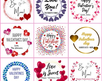 Valentines Day Stickers - Party Labels, Valentines Day Labels,  Personalized Labels, Valentines Day Classroom Stickers, Valentines Day Gifts
