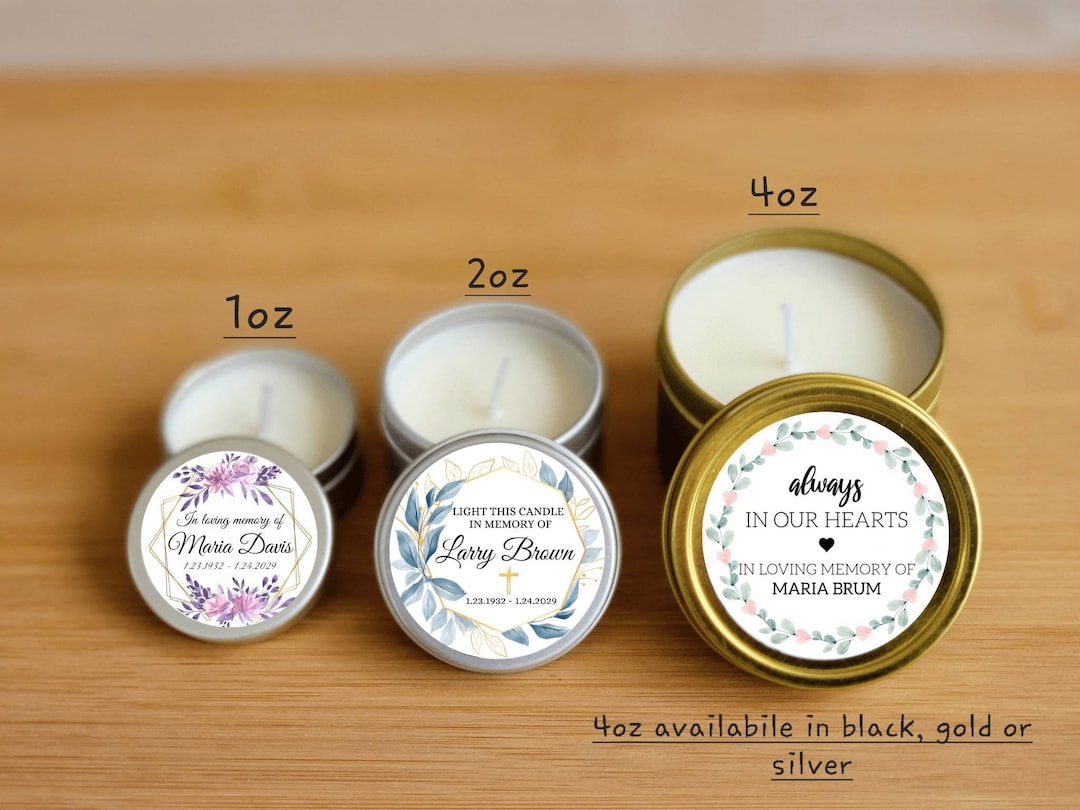 Memorial Candle Favors FULLY ASSEMBLED Natural Soy Custom Candle Favors