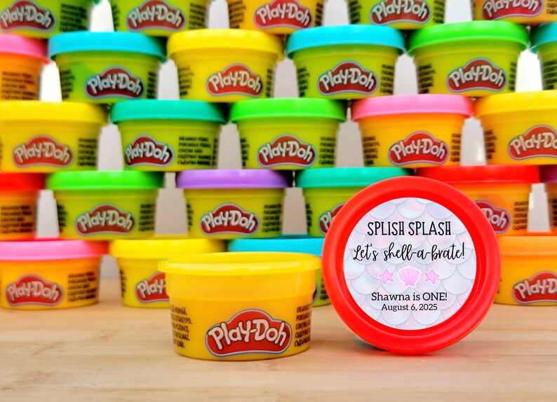 Mermaid Birthday Play Dough Favors - Girl Pool Party Birthday Play Doh ...