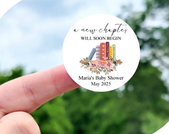Storybook Baby Shower Stickers - Custom New Chapter Baby Shower Labels, Book Themed Baby Shower Stickers, Book Baby Shower Favor Stickers