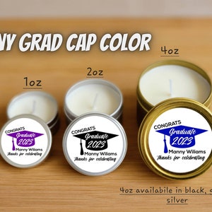 Graduation Party Candle Favors - FULLY ASSEMBLED - Natural Soy - Graduation Candle Favor, Grad Party Ideas, Custom Grad Favor, Class of 2024