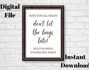 Bug Spray Printable - Bug Spray Sign - Wedding Bug Spray Sign - Wedding Bug Spray Digital - Insect Repellent Sign - Outdoor Party Signs
