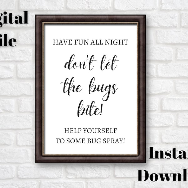 Bug Spray Printable - Bug Spray Sign - Wedding Bug Spray Sign - Wedding Bug Spray Digital - Insect Repellent Sign - Outdoor Party Signs