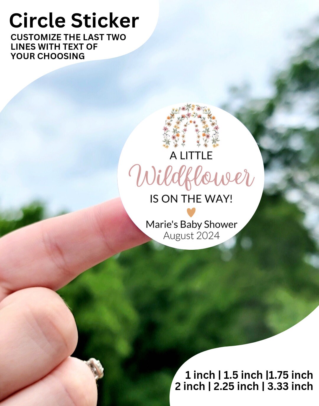 A Little Wildflower Stickers Custom Baby Shower Labels, Baby Shower