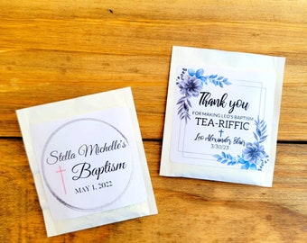 Personalized Tea Bag Favors w/ Custom Label - Baptism Tea Favors, Baptism Favors, Tea Favors, Christening Favors, Party Favors, Bautizo