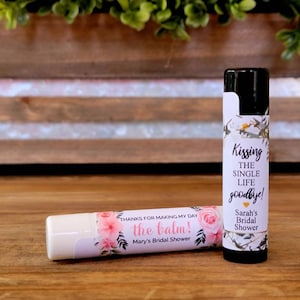 Custom Lip Balm Favors - Bridal Shower Chapstick w/ Custom Label - PRE-ASSEMBLED, Vanilla or Cherry, Bridal Shower Favors, Bridal Lip Balm
