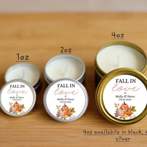 Fall In Love Candle Favors - FULLY ASSEMBLED- Custom Autumn Bulk Wedding Candles, Rustic Theme Wedding Heart Favors, Autumn Wedding Favors
