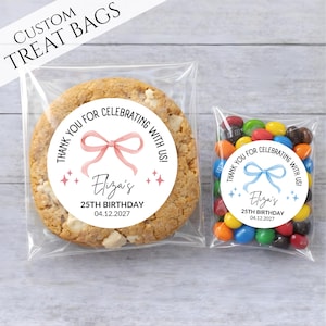 Coquette Birthday Treat Bags – Bow Party Favor Bags, Personalized Cookie Candy Bags, Custom Tredy Birthday Party Favor, Any Age Celebration