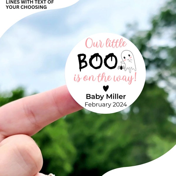 Little Boo Girl Stickers - Custom Fall Baby Shower Labels, Pink Little Boo Baby Shower Favor Stickers, Ghost Halloween Theme Baby Shower