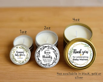 Gender Neutral Baby Shower Candle Favors - FULLY ASSEMBLED - Soy - Custom Candle Favor, Baby Shower Ideas, Personalized Gender Neutral Favor