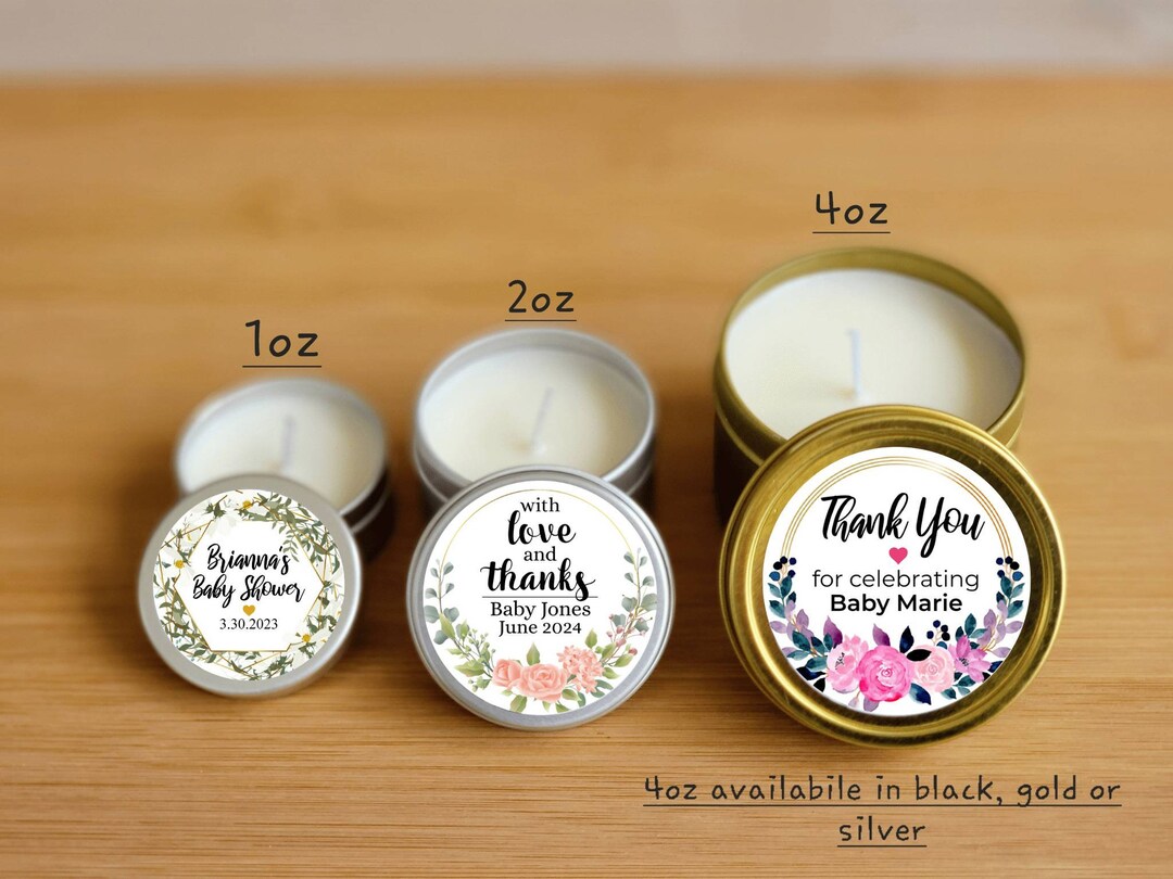 Girl Baby Shower Candle Favors - FULLY ASSEMBLED - Natural Soy - Custom ...
