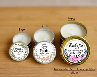 Girl Baby Shower Candle Favors - FULLY ASSEMBLED - Natural Soy - Custom Candle Favor, Girl Shower Ideas, Personalized Girl Baby Shower Favor