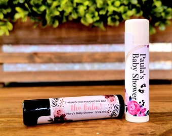 Custom Lip Balm Favors - Girl Baby Shower Chapstick w/ Custom Label - PRE-ASSEMBLED, Vanilla or Cherry, Girl Baby Shower Favors, Baby Girl