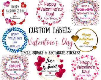 Custom Valentine's Day Stickers - Valentine Labels, School Valentine Stickers, Valentines Favor Ideas, Classroom Valentine Stickers, DIY Kid