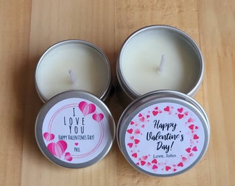 Valentines Day Mini Candles - Mini Valentines Candles, Bulk Gift, Business Logo,  Personalized Candle, Candles with Labels, Valentines Gift