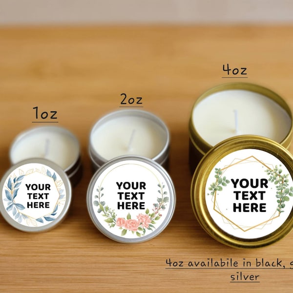 Custom Candle Favors - Mini Party Candles, Bridal Shower Candles, Logo Candle,  Personalized Candle, Candles with Labels, Wedding Favor Idea