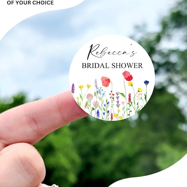 Wildflower Bridal Shower Stickers - Custom Bridal Shower Labels, Bridal Shower Favor Stickers, Baby Shower, Bridal Shower, Wildflower Theme