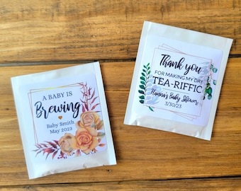 Personalized Tea Bag Favors with Custom Label - Gender Neutral Baby Shower Tea Favors, Twin Boy Girl Baby Shower Favors, A Baby Is Brewing