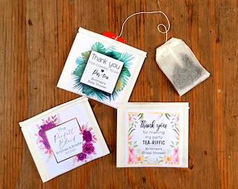 Personalized Tea Bag Favors w/ Custom Label - Wedding Tea,  Baby Shower, Bridal Shower Tea Party, Tea Favors, Perfect Blend, Baby Brewing