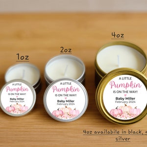 Little Pumpkin Girl Baby Shower Candle Favors - FULLY ASSEMBLED - Custom Fall Baby Candles, Pink Pumpkin Baby Shower Favor, Pumpkin Themed