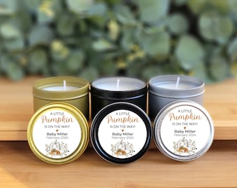 Little Pumpkin Candle Favors - 4oz Soy - PRE-ASSEMBLED - Custom Fall Baby Bulk Candles, Neutral Pumpkin Baby Shower Favor, Pumpkin Themed