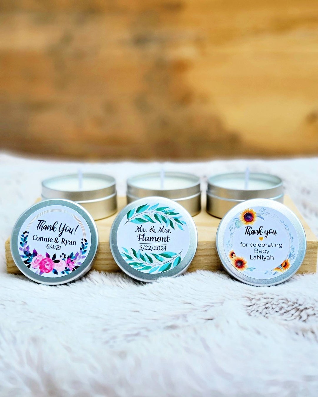 Personalized Candle Favors W/ Custom Label - Natural Soy - Scented ...