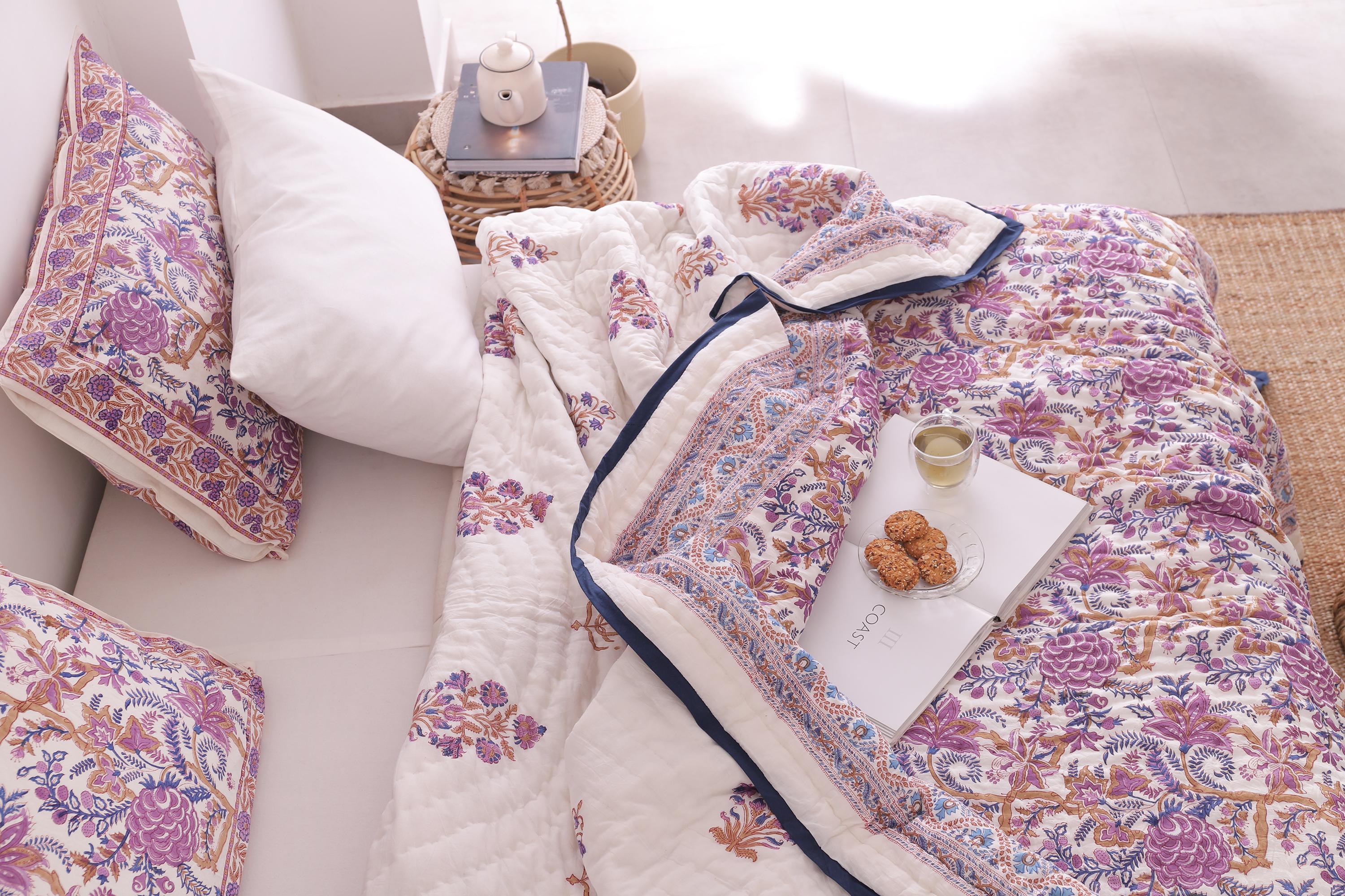 Dessus De Lit Inachevé - Violet - 79,5 X 80 Pouces - Handmade USA