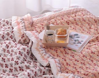 Indian Jaipuri Block Print Quilt Printed Reversible Razai Cotton Handmade Floral Quilt, Jaipuri razai, Bedspread Comforter Queen Size Quilt