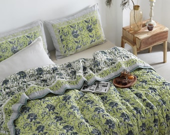 New Anokhi Indian Jaipuri Block Print Quilt Printed Reversible Razai Cotton Handmade Floral Quilt, Jaipuri razai, Bedspread Comforter Throw