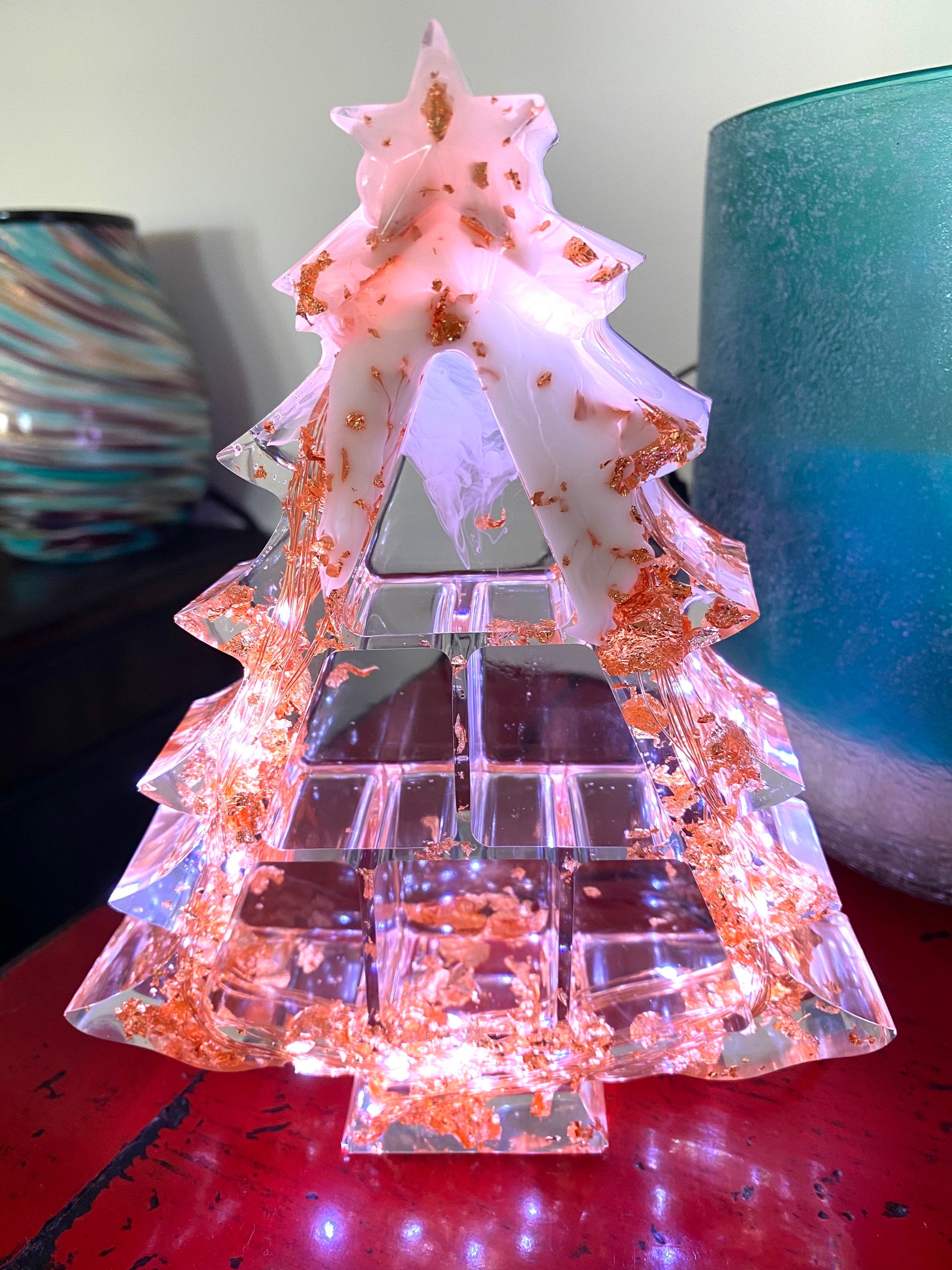 Resin Christmas Tree with lights Etsy