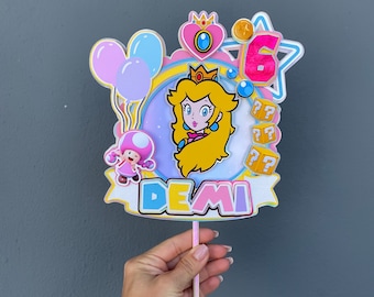 Personalized Mario Princess Cake Topper | Princess Peach Cake Topper | Mario Princesses Cake Topper
