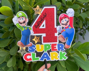 Personalized Mario And Luigi Cake Topper | Luigi Cake Topper | Mario Centerpieces | Luigi Centerpieces