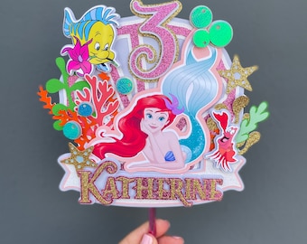 Personalized Mermaid Cake Topper | Mermaid Party Decor | Mermaid Centerpieces