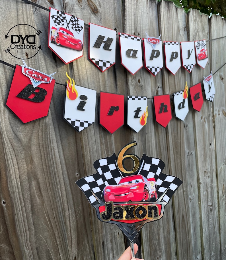 Personalized Cars Happy Birthday Banner Cars Party Decor Etsy