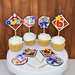 Personalized Mario Brothers Cupcake Toppers