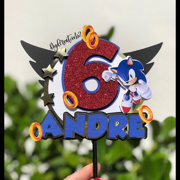 Personalized Sonic Cake Topper | Sonic cupcake toppers | Sonic Centerpieces