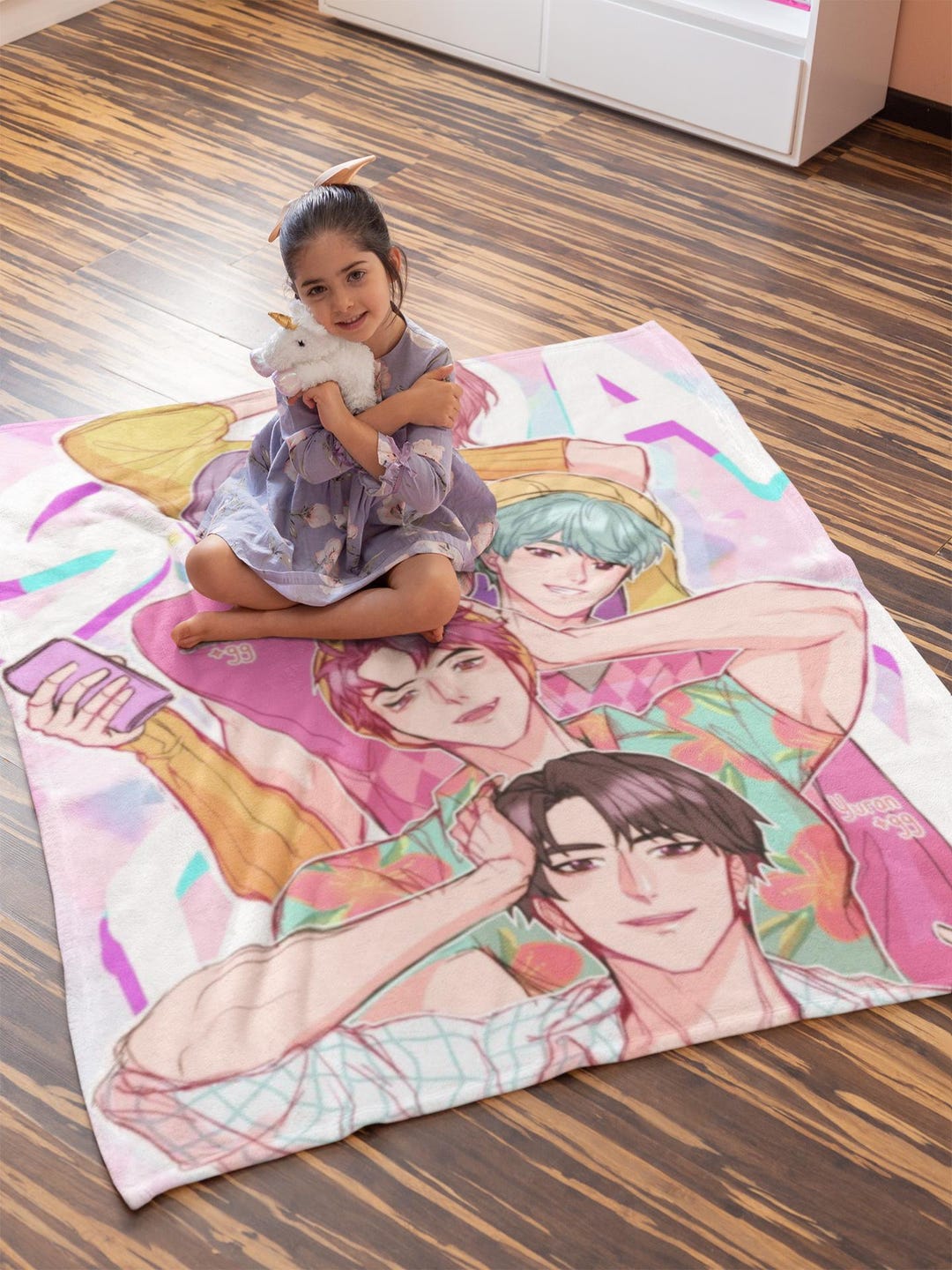 Cozy K-pop Demon Hunters Saja Boys Blanket, K-pop Blanket, Plush