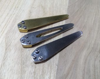 Zakclip in steampunkstijl voor het handvat van een SAK 91mm mes. Zwitsers zakmes 91 EDC-model, handgemaakt Zwitsers SAK-zakmes, titanium, messing, roestvrij staal.